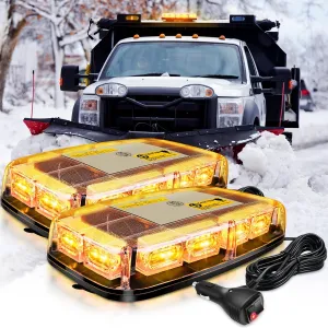 12 Inch 48 Leds Roof Top Amber Emergency Strobe Light 2PCS