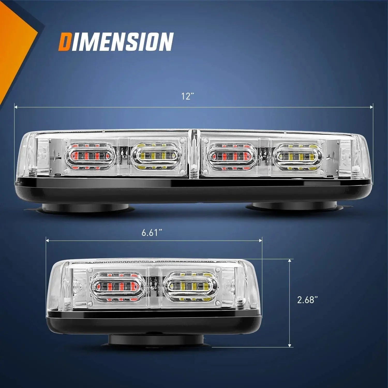 12 Inch 48 Leds Roof Top Red White Emergency Strobe Light