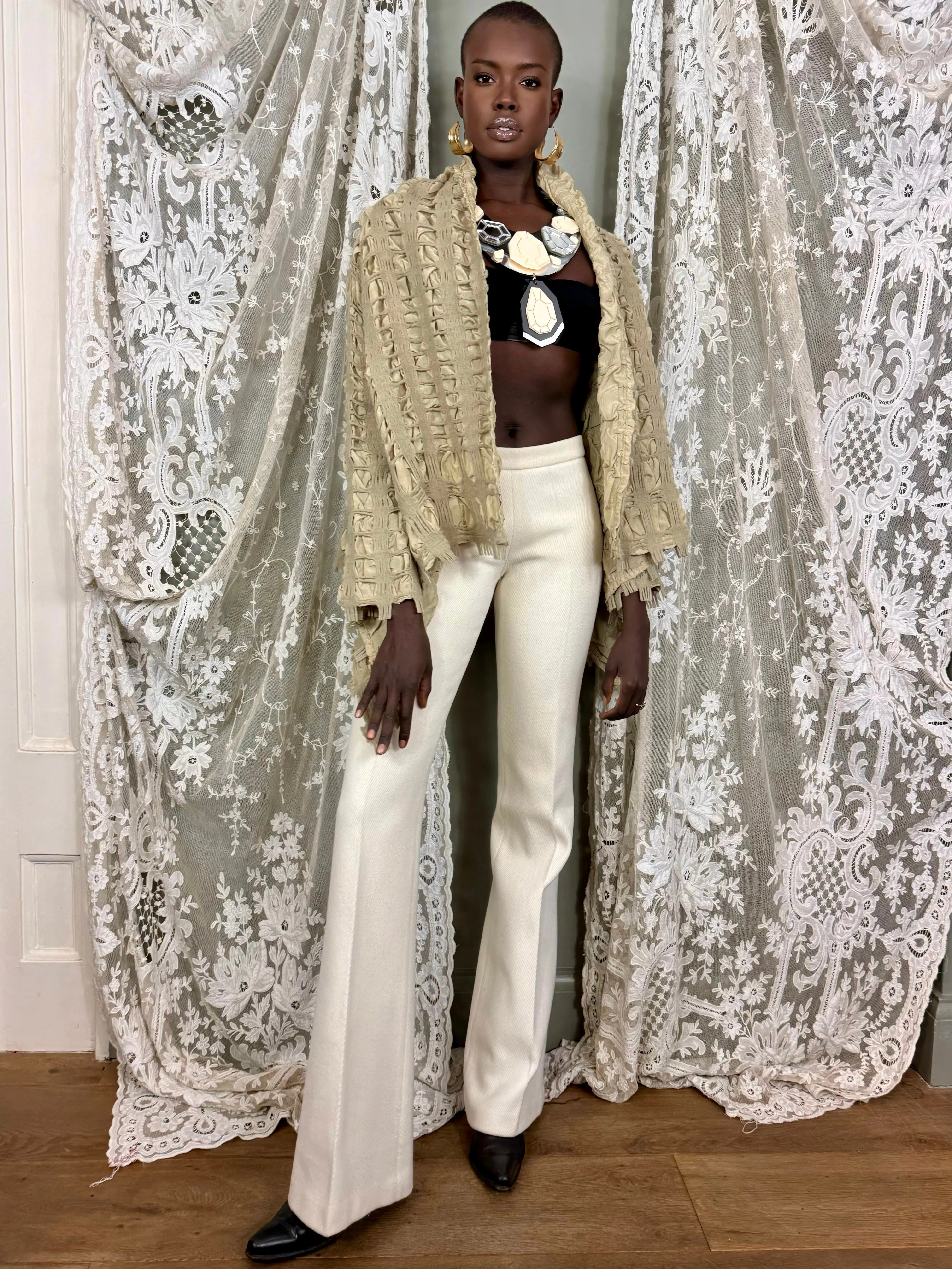 Bahia, textured wool and silk jacket