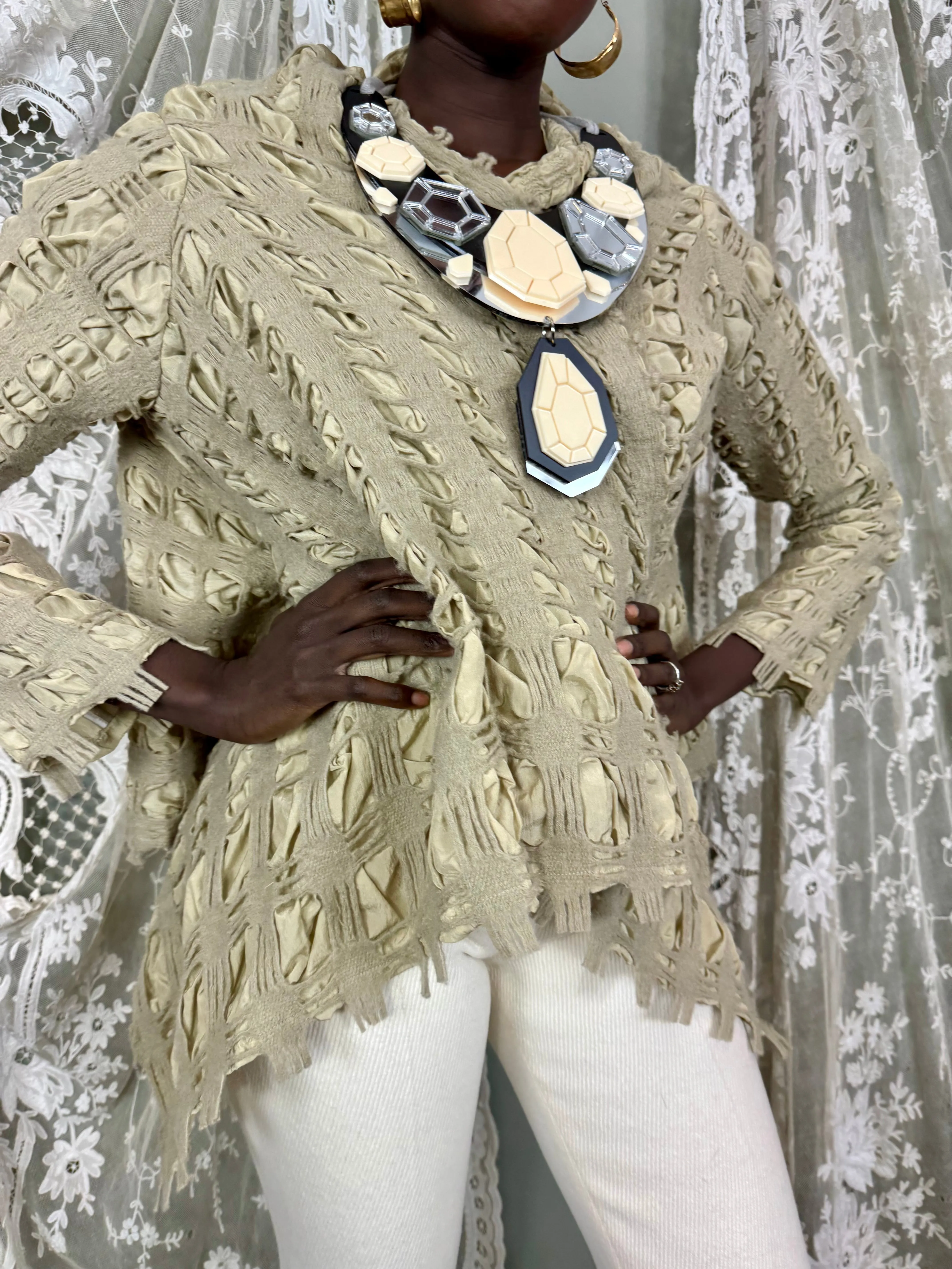 Bahia, textured wool and silk jacket