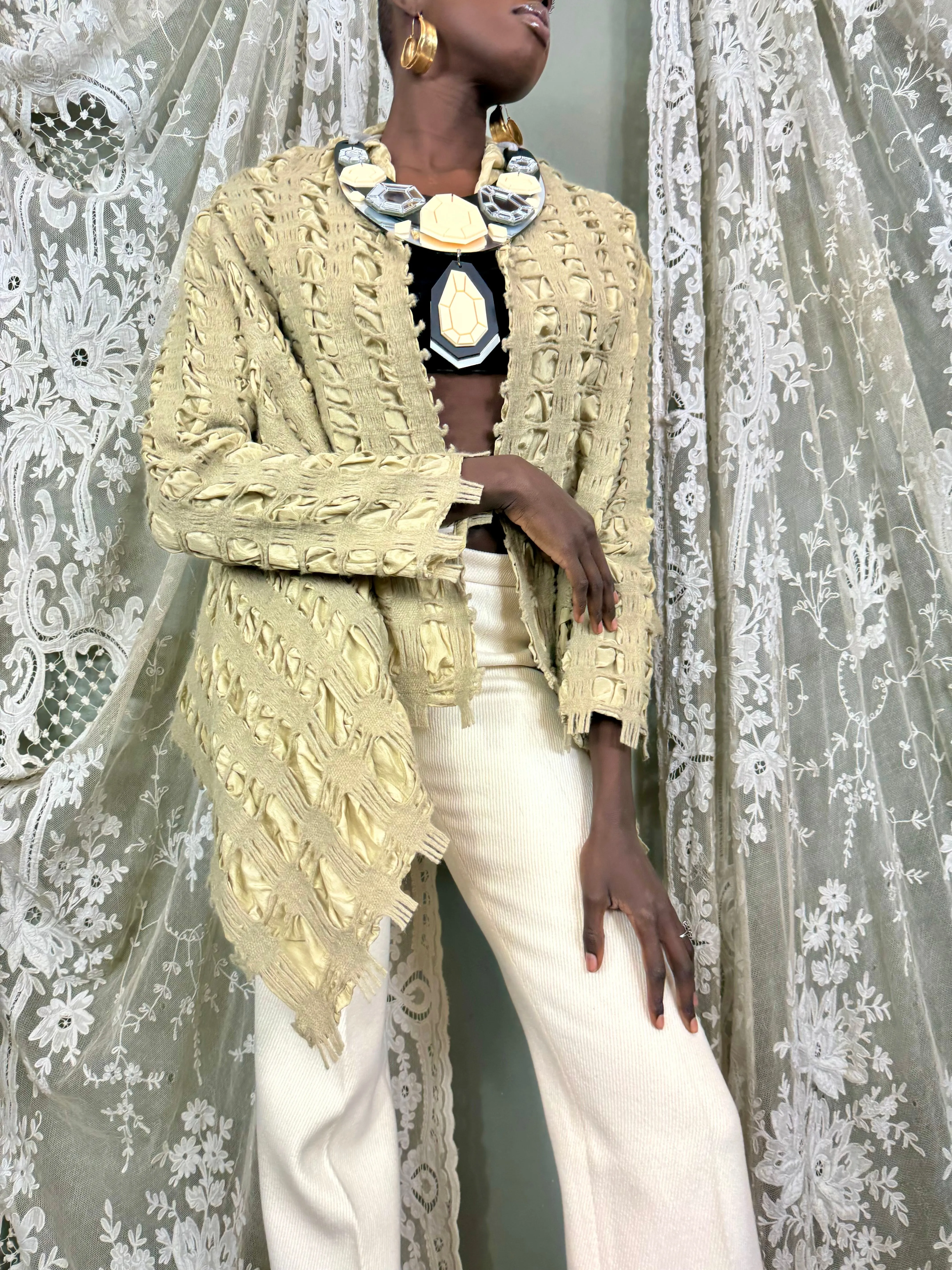 Bahia, textured wool and silk jacket