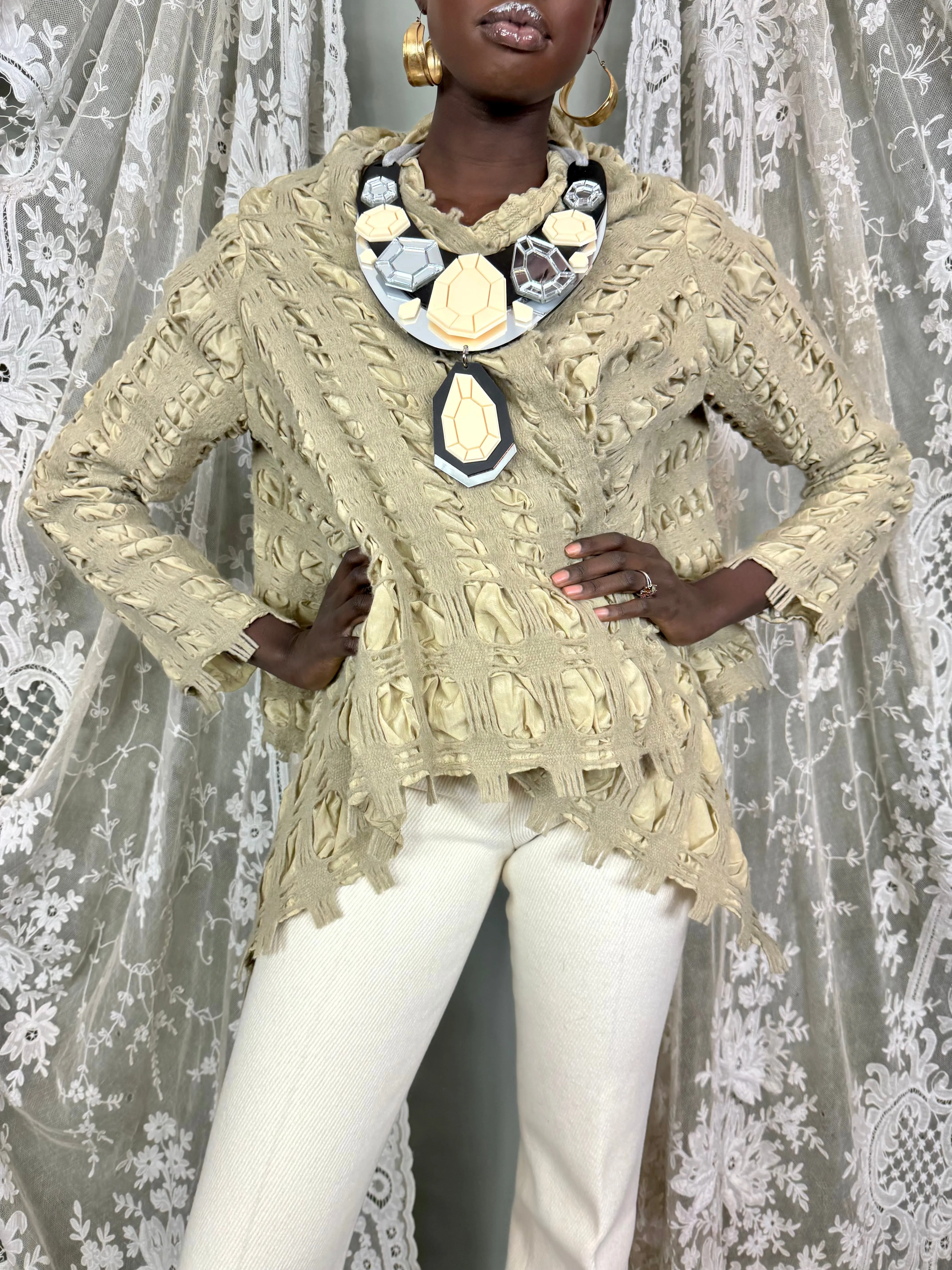 Bahia, textured wool and silk jacket