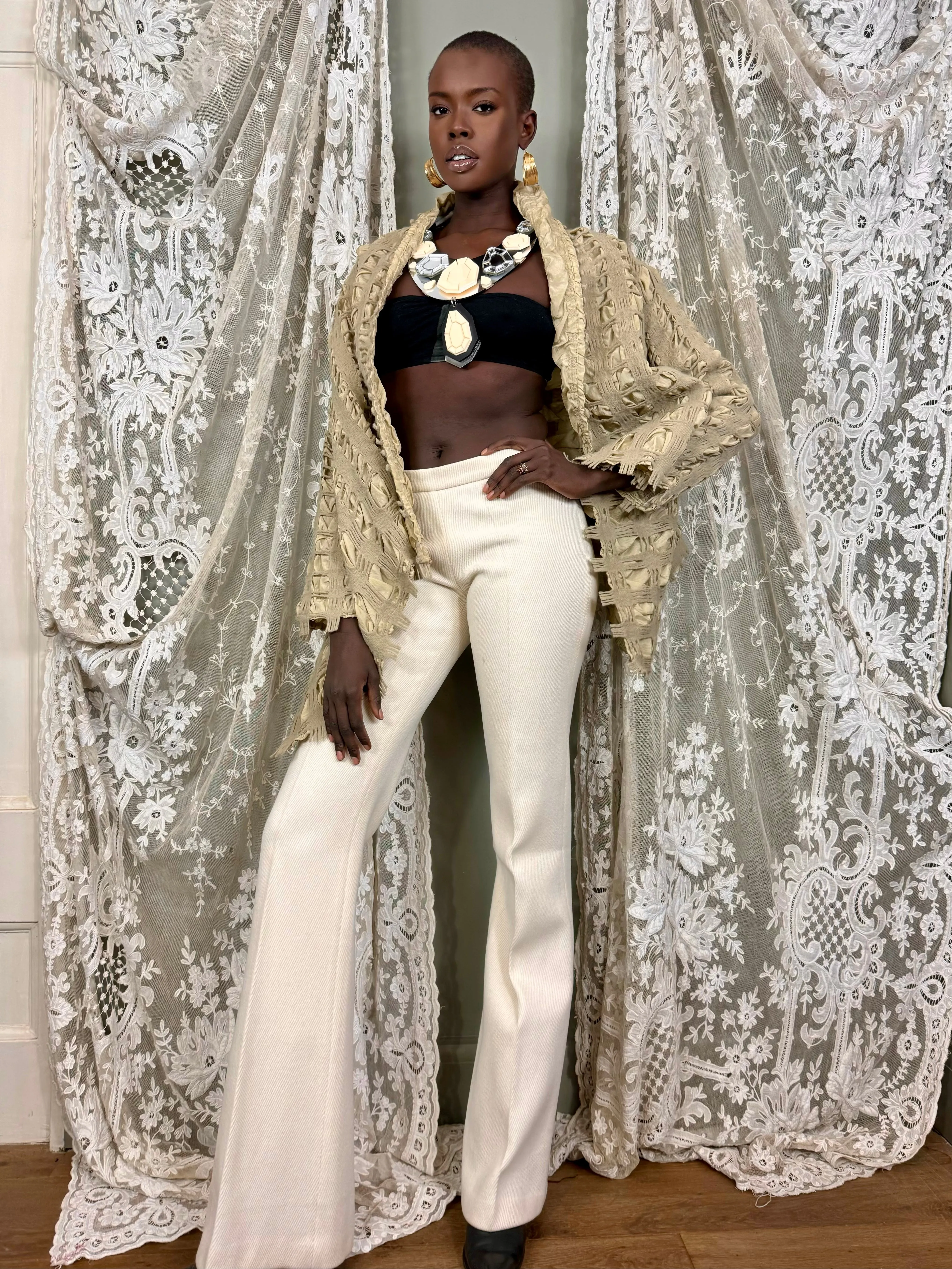 Bahia, textured wool and silk jacket