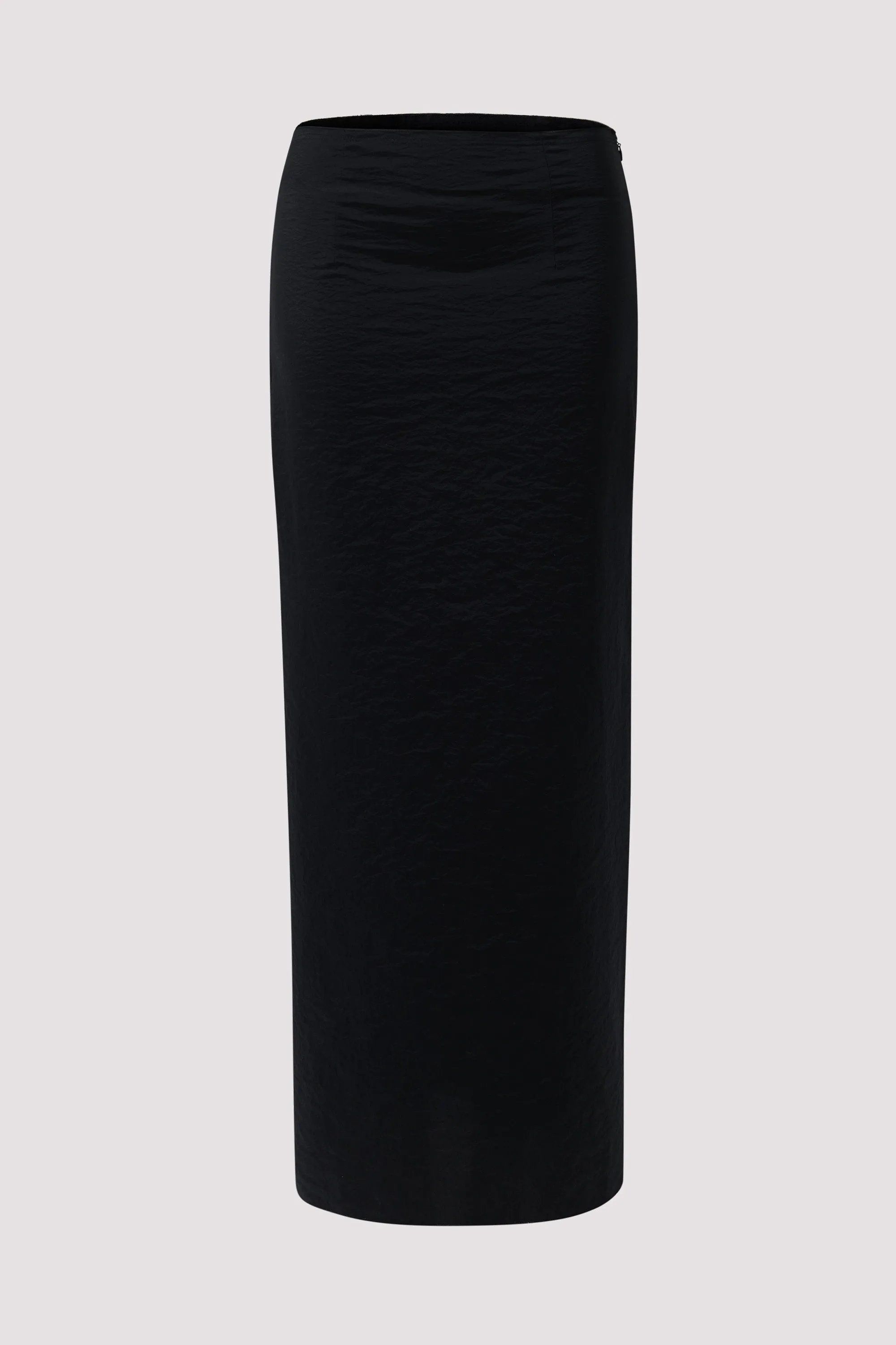 Black Lettuce-Edge Stretch Maxi Skirt