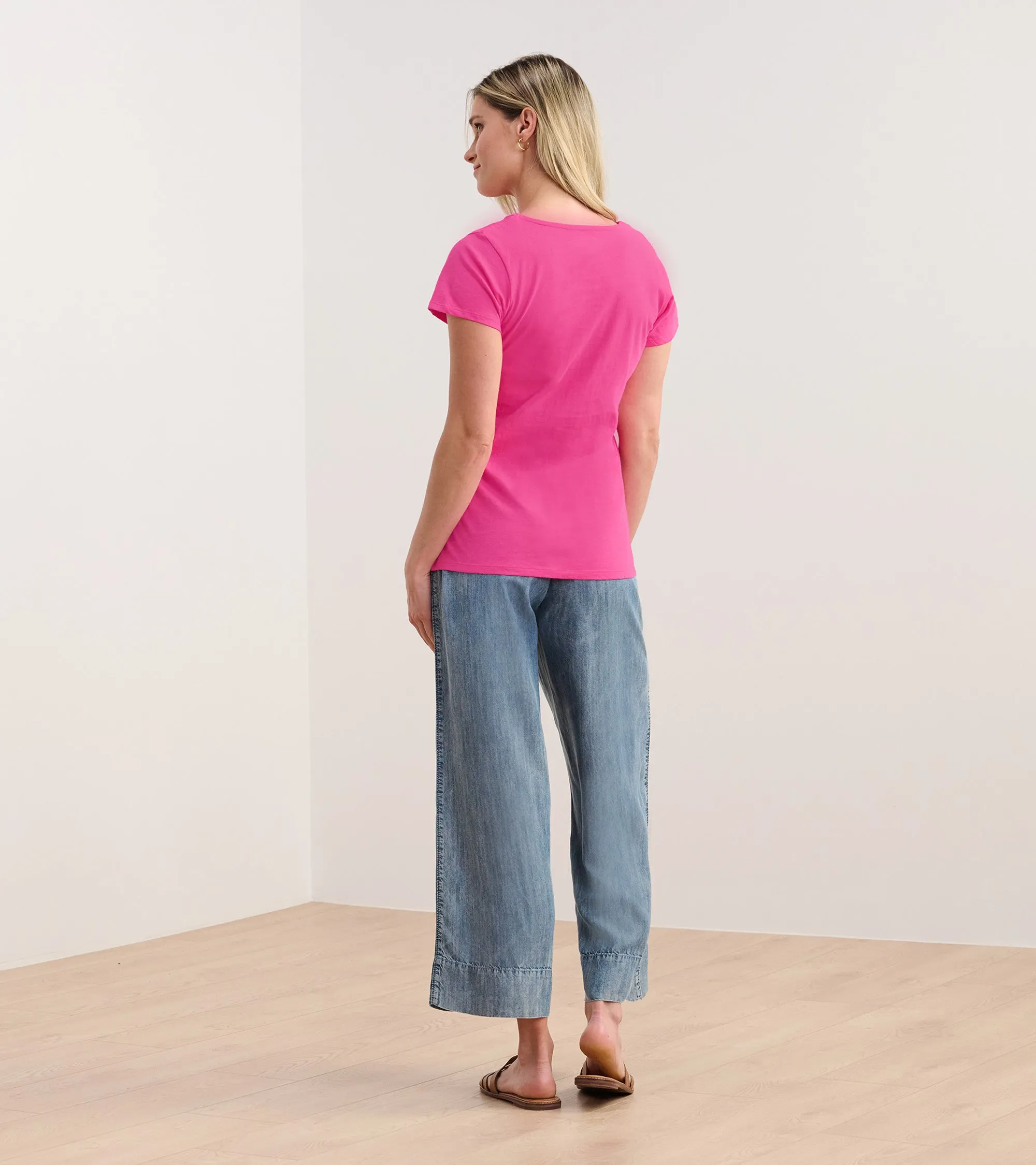 Braided Neck Tee - Fuschia