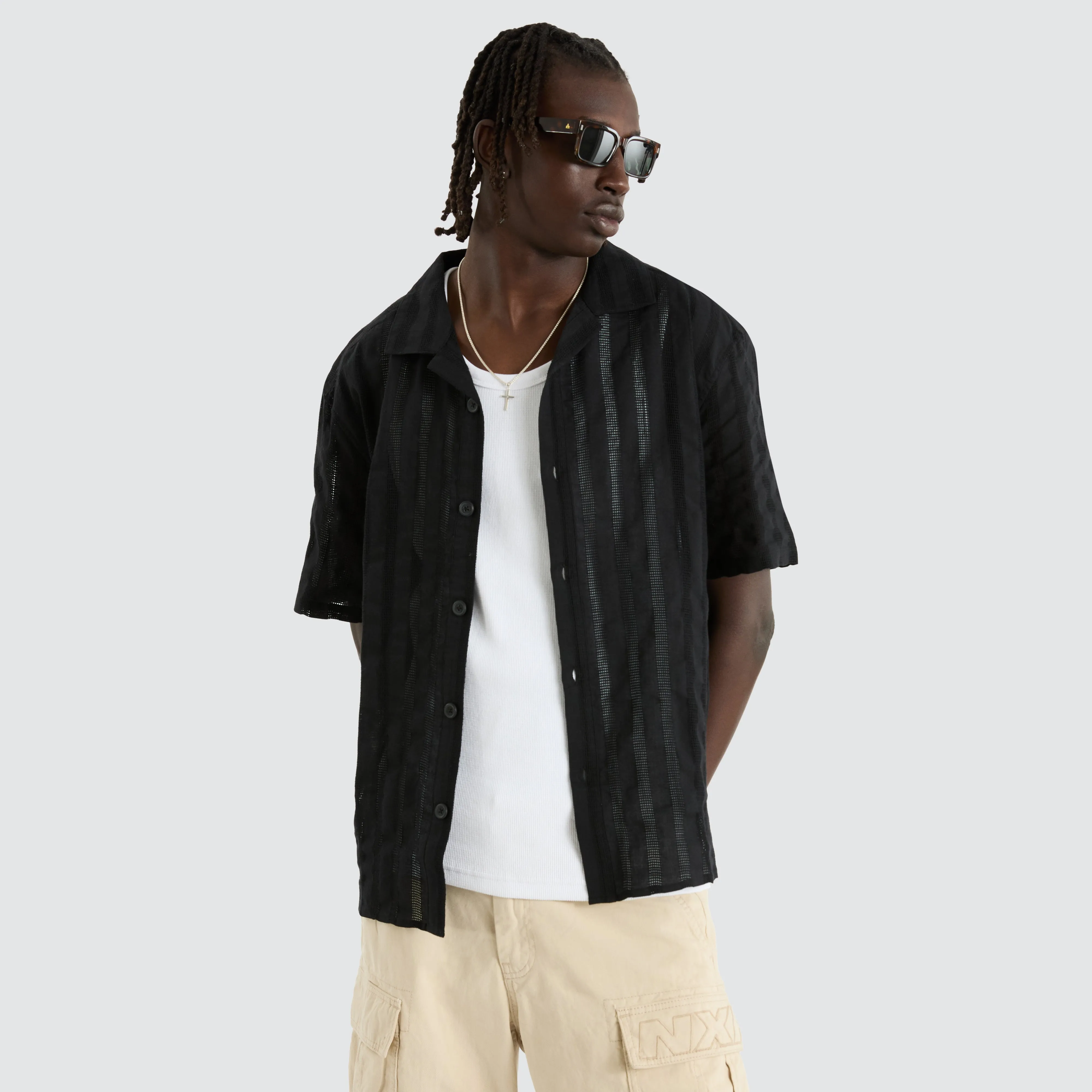 Breeze Resort Crop Shirt Black