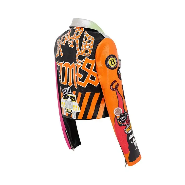 Colourful Motorcycle PU Jacket