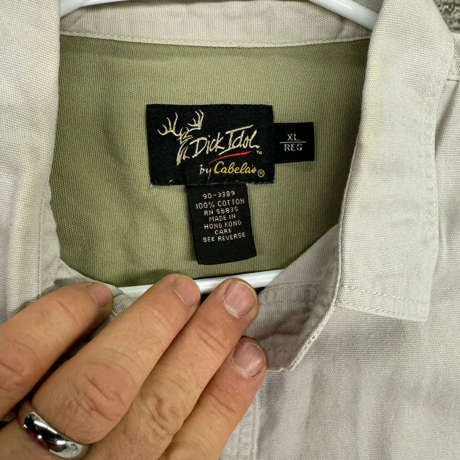 Dick Idol | Mens Canvas Pullover 1/2 Button-Up Shirt | Color: Beige | Size: XL | Pre-Owned