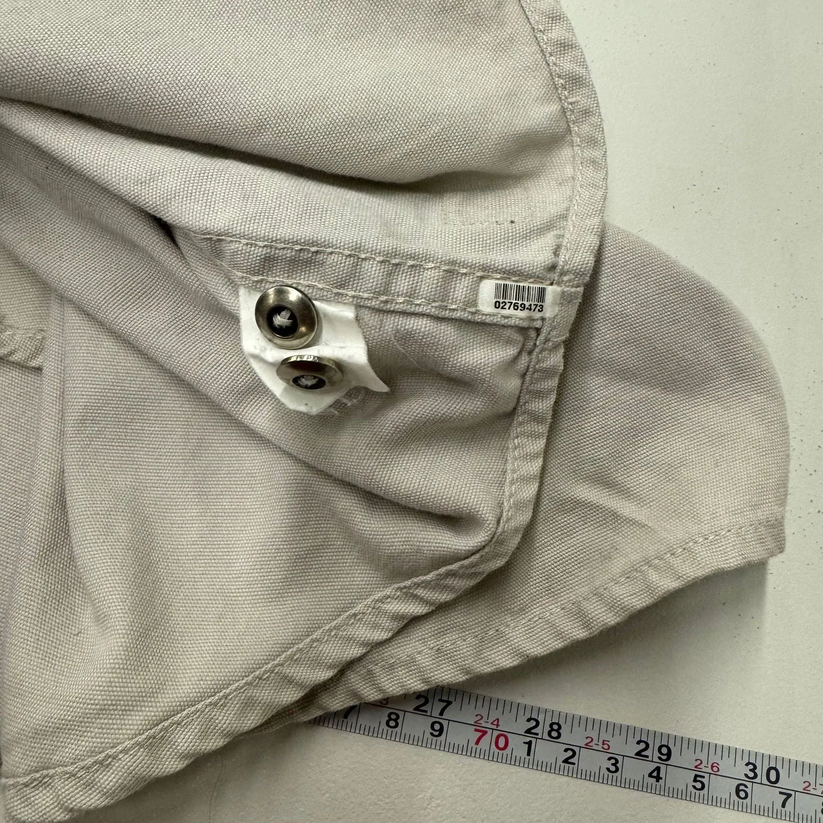 Dick Idol | Mens Canvas Pullover 1/2 Button-Up Shirt | Color: Beige | Size: XL | Pre-Owned