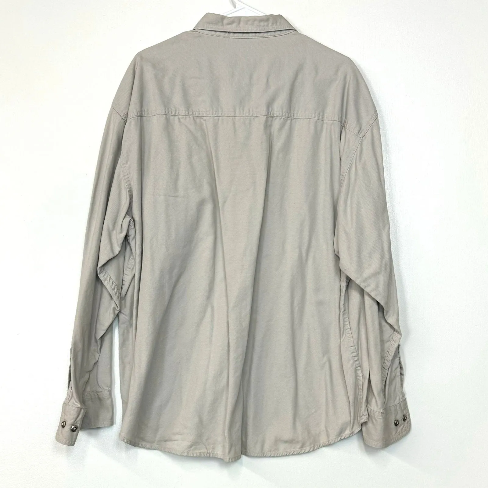 Dick Idol | Mens Canvas Pullover 1/2 Button-Up Shirt | Color: Beige | Size: XL | Pre-Owned