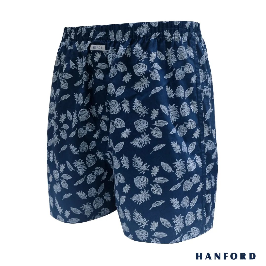 Hanford Men 100% Cotton Woven Shorts Monstera - Monstera Print/Gibraltar Sea (SinglePack)