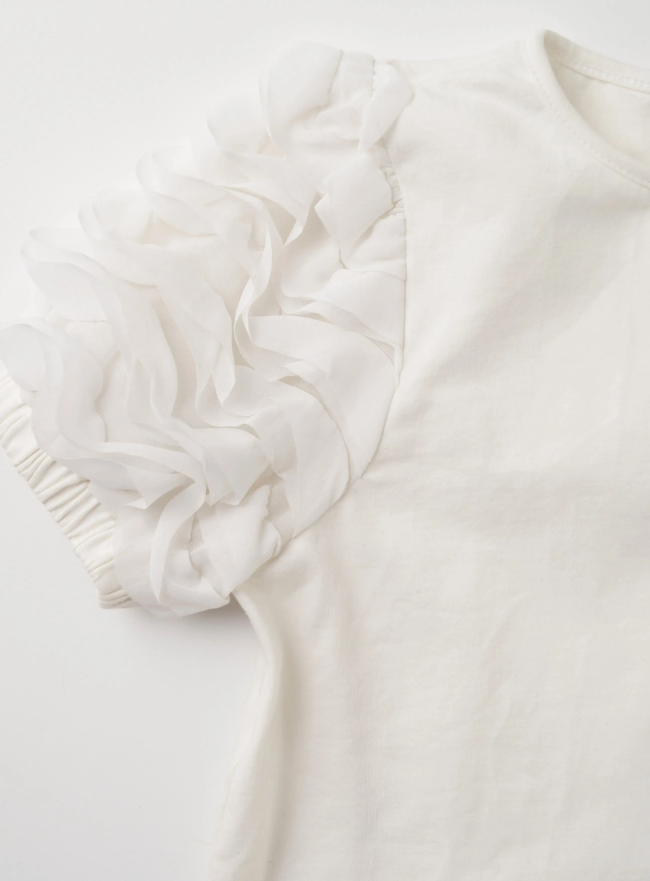 Jaida White Ruffle Sleeve T-Shirt