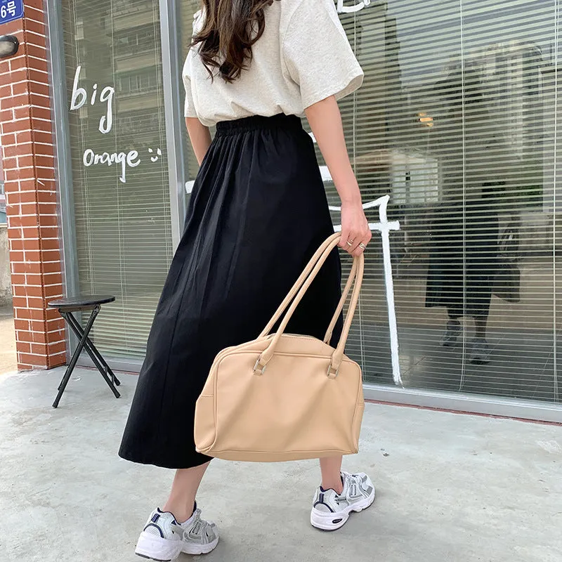 Japanese Skirt Women Mid-Length A-Line Summer High Waist Slim Look Flare Petite Skirt