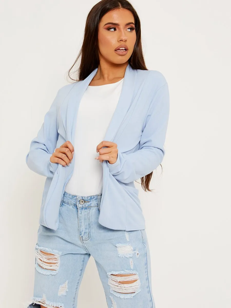 Kris Textured Open Blazer In Blue