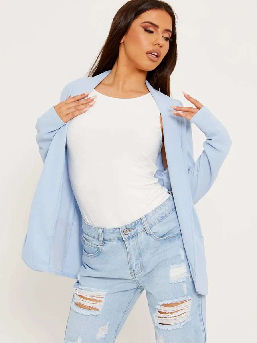 Kris Textured Open Blazer In Blue