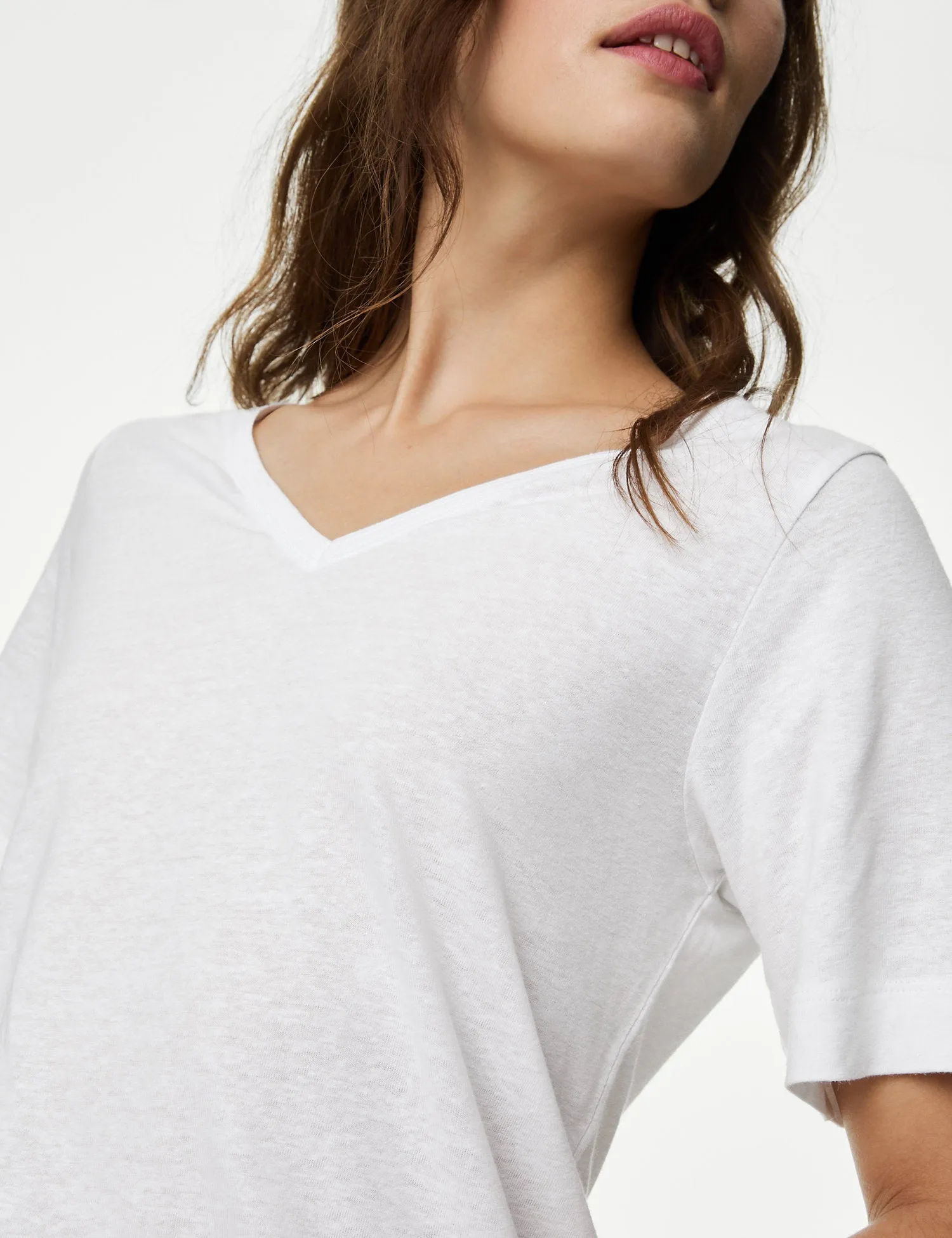 Linen Blend V-Neck Top