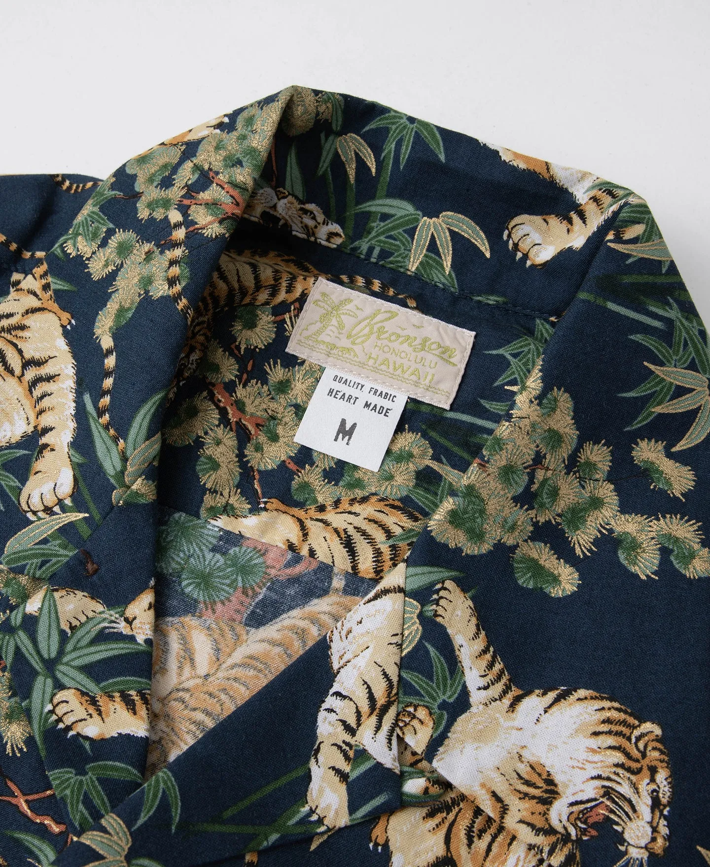 Lot AS08 Ukiyo-e Tiger & Bambo Pattern Aloha Shirt - Navy