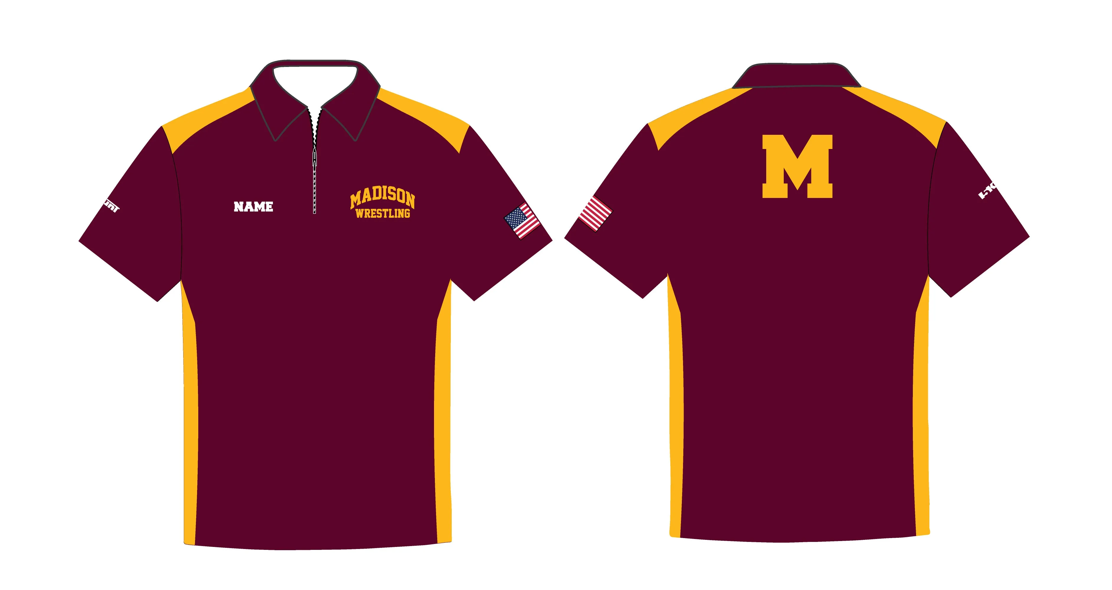 Madison Wrestling Sublimated Polo - Maroon