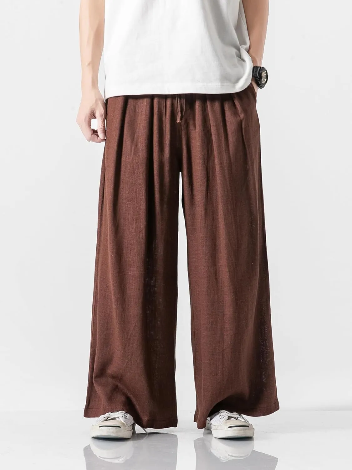 Men's Casual Loose Wide Leg Harem Pant Japanese Harajuku Kimono Trousers