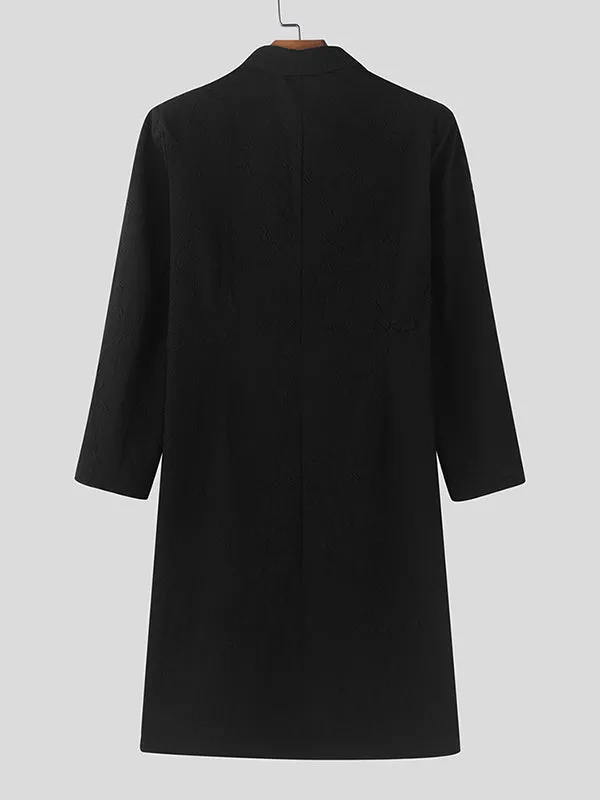 Mens Solid Color Textured Long-Sleeve Blazer SKUK81535