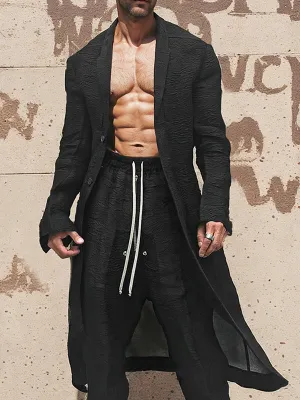 Mens Solid Color Textured Long-Sleeve Blazer SKUK81535