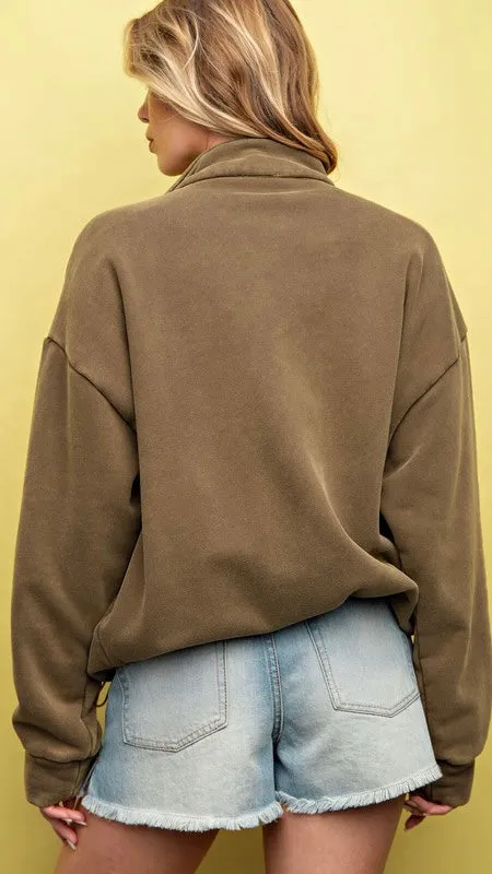 Mineral Zip Up Flap Pocket Knit Jacket