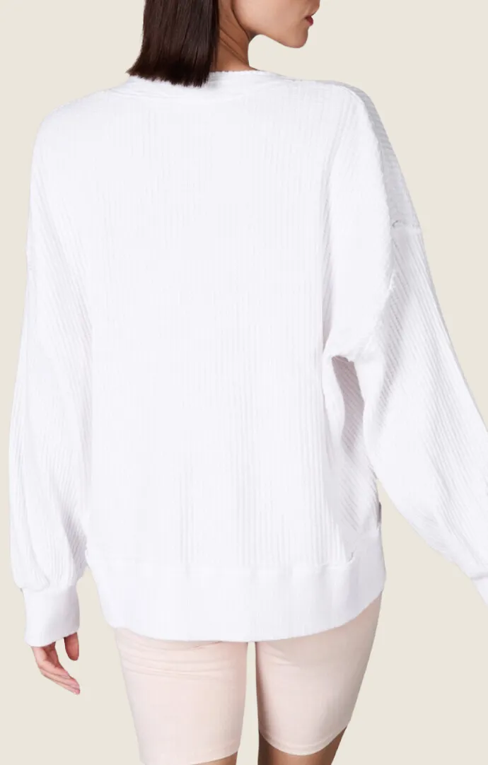 Molly White Waffle Knit Top