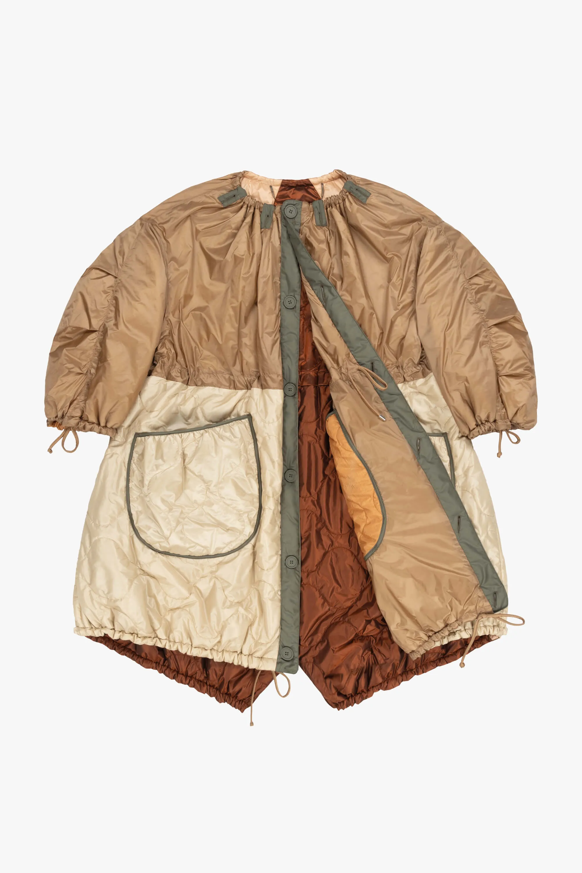Patchwork Parachute Parka - Bronze / Mocha Brown