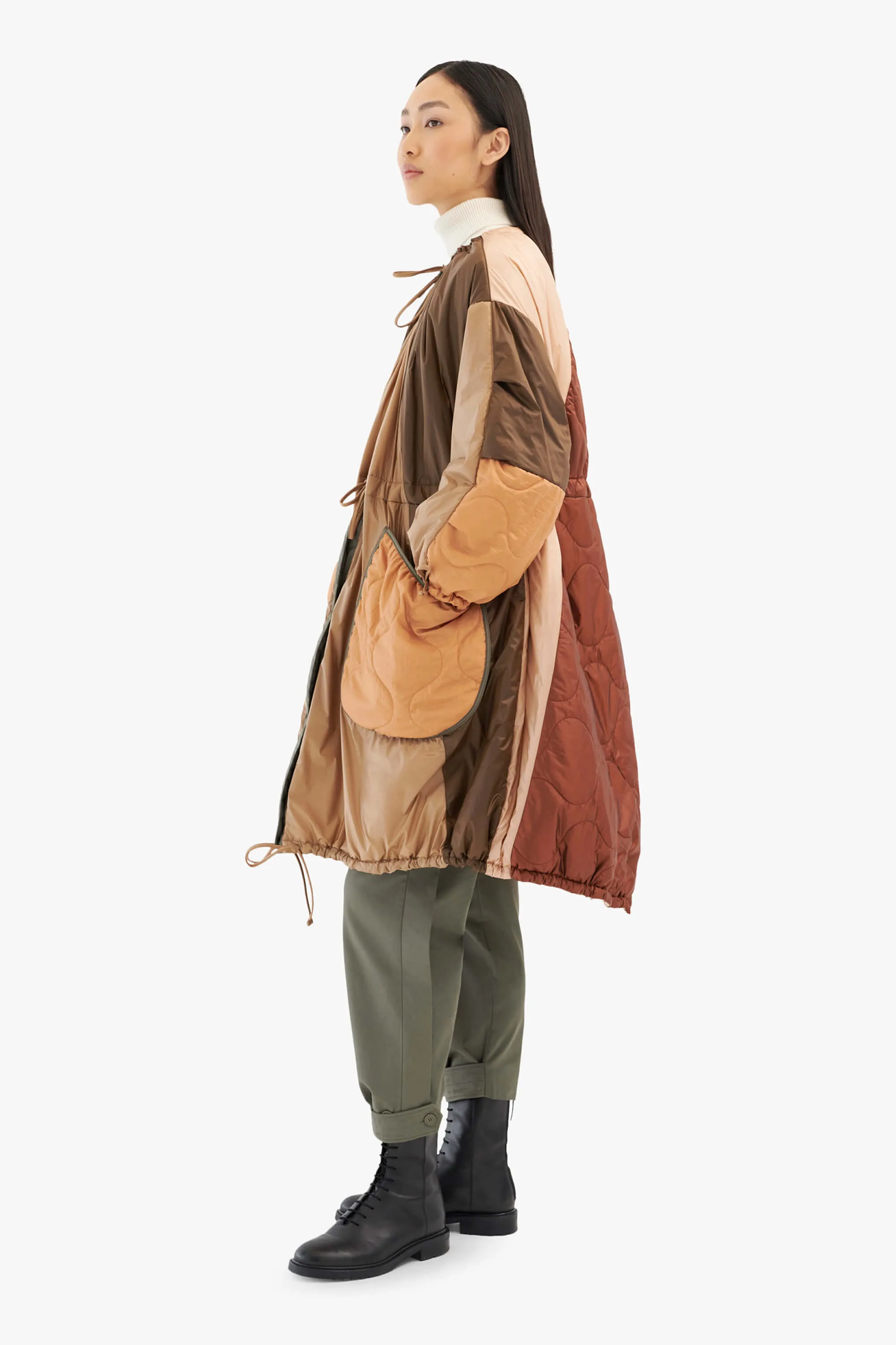 Patchwork Parachute Parka - Bronze / Mocha Brown