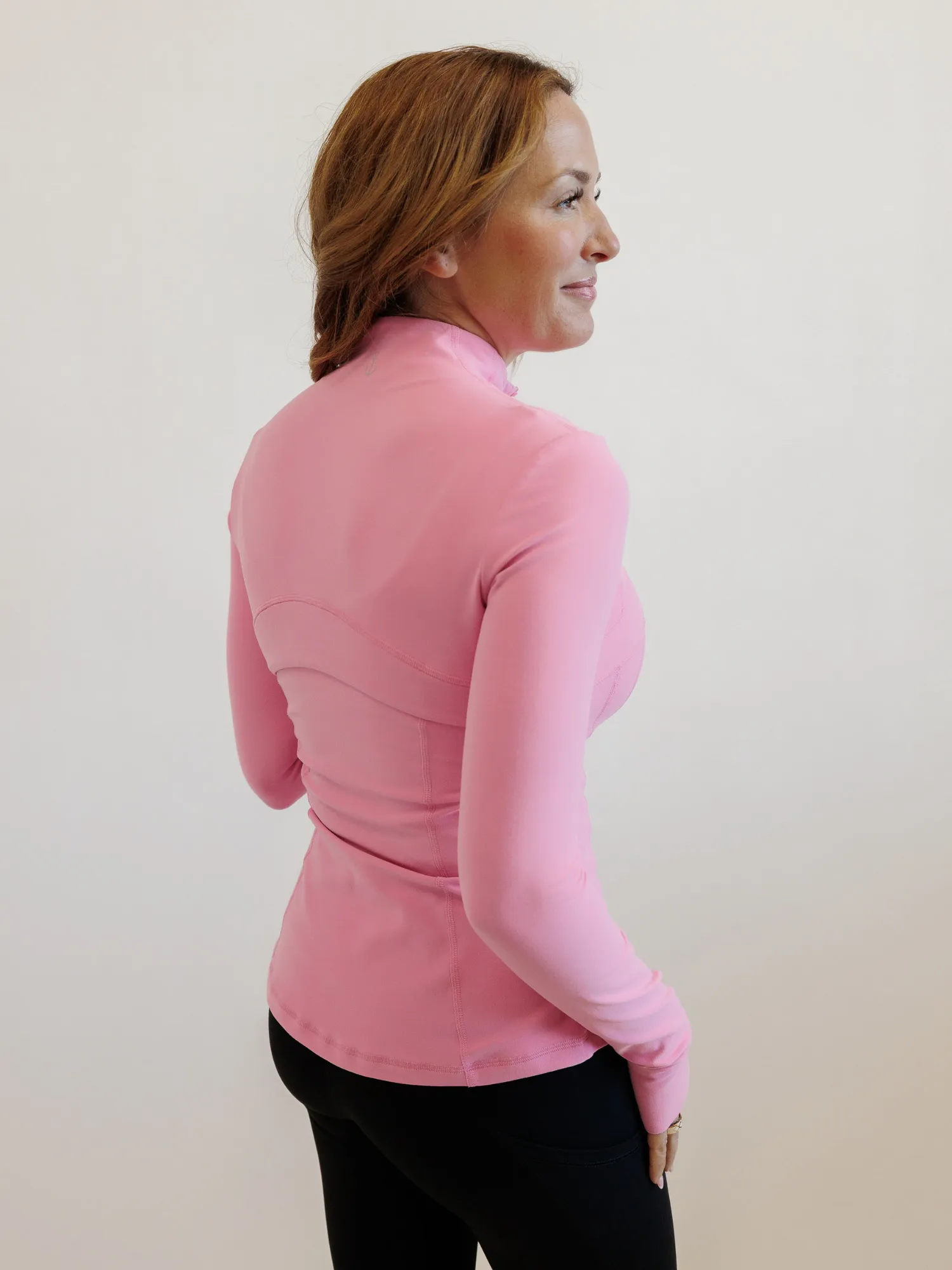 Powder Pink "Isabella" Lightweight Fitted Full Zip Active Jacket