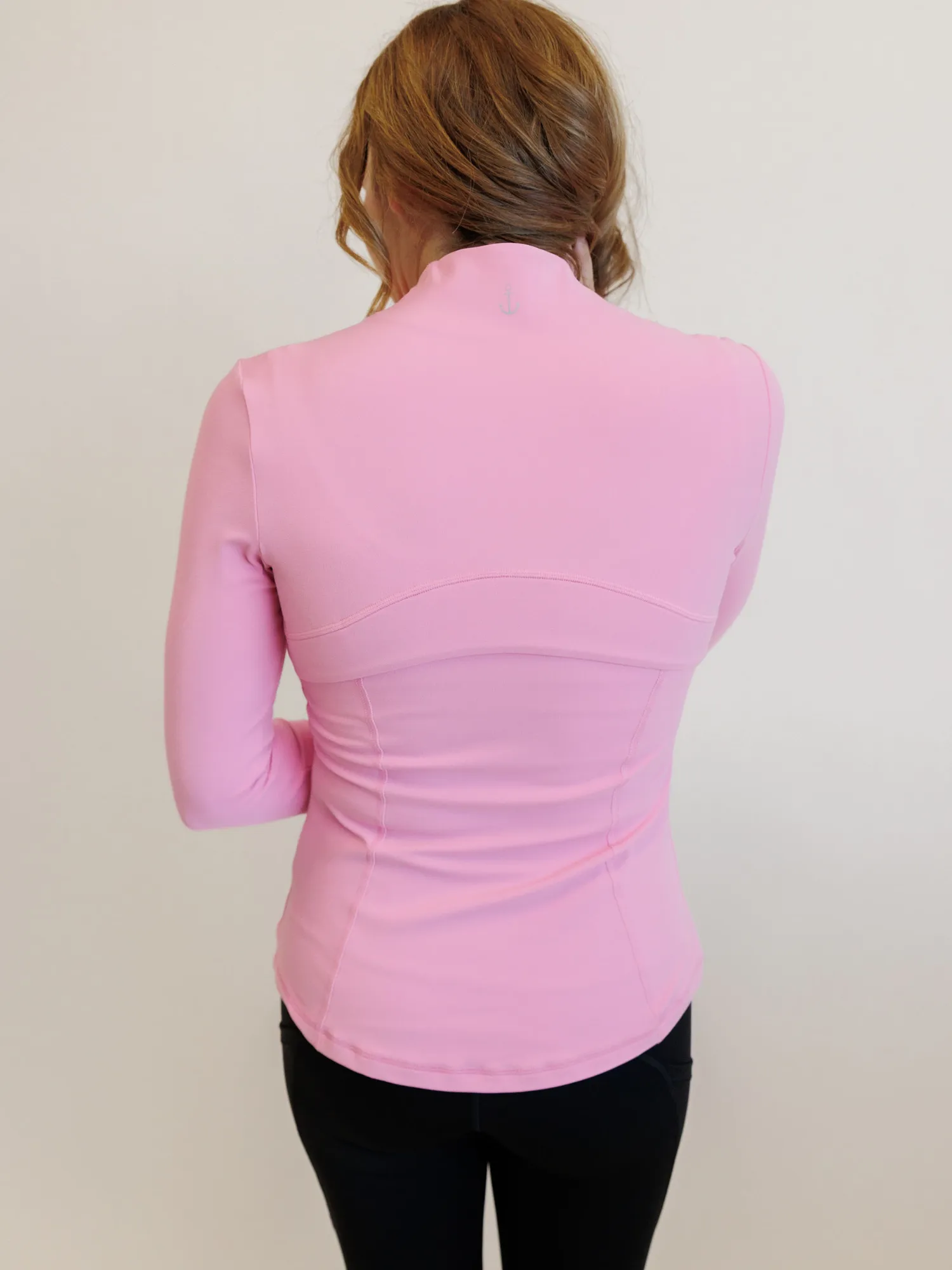 Powder Pink "Isabella" Lightweight Fitted Full Zip Active Jacket