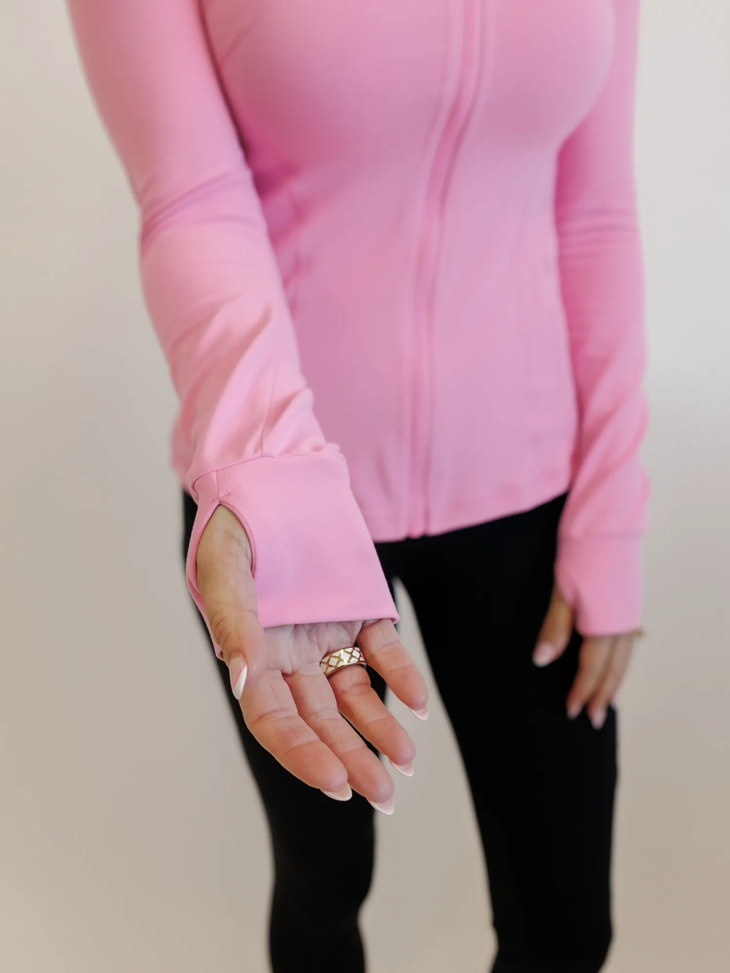 Powder Pink "Isabella" Lightweight Fitted Full Zip Active Jacket