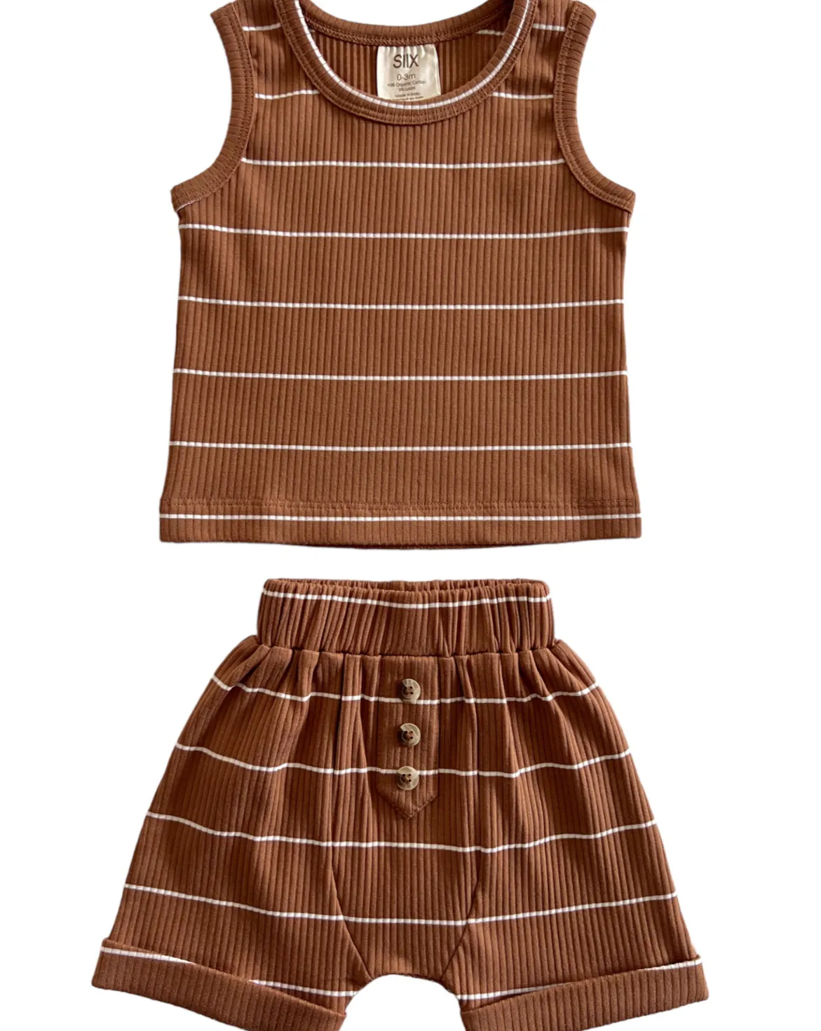 Ribbed Tank & Short Set in Saddle Stripe