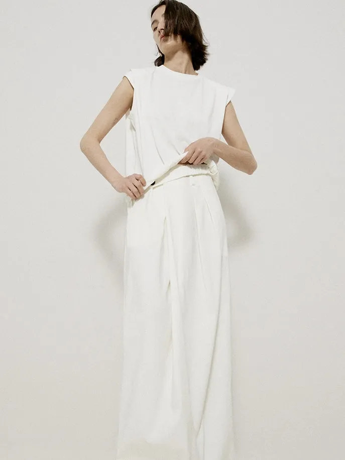 Roll-up Sleeveless Natural Chic Tops