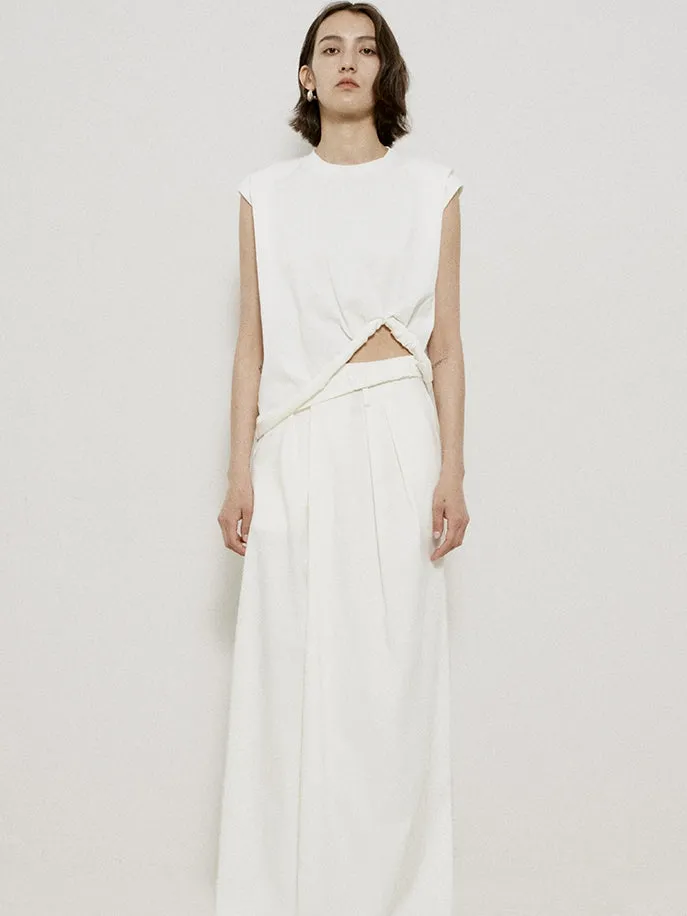 Roll-up Sleeveless Natural Chic Tops