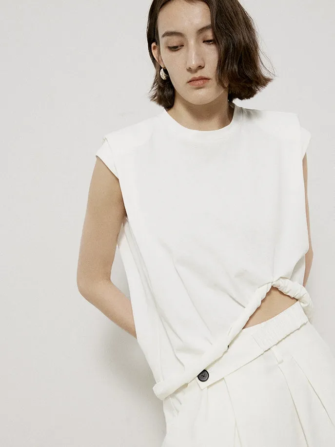 Roll-up Sleeveless Natural Chic Tops