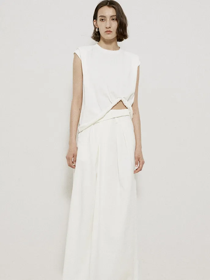 Roll-up Sleeveless Natural Chic Tops