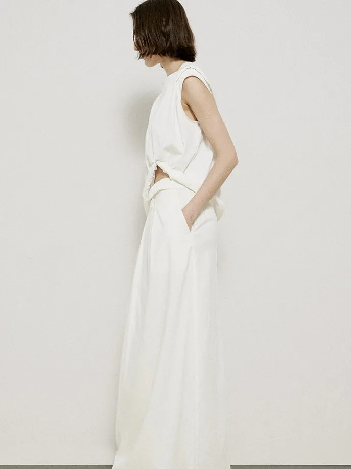 Roll-up Sleeveless Natural Chic Tops