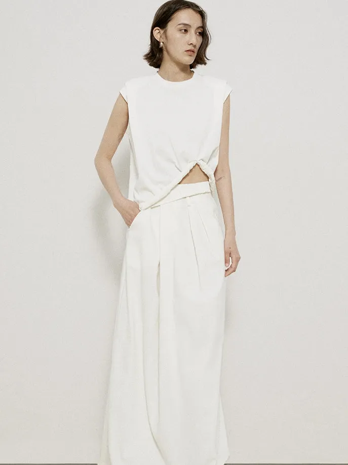 Roll-up Sleeveless Natural Chic Tops