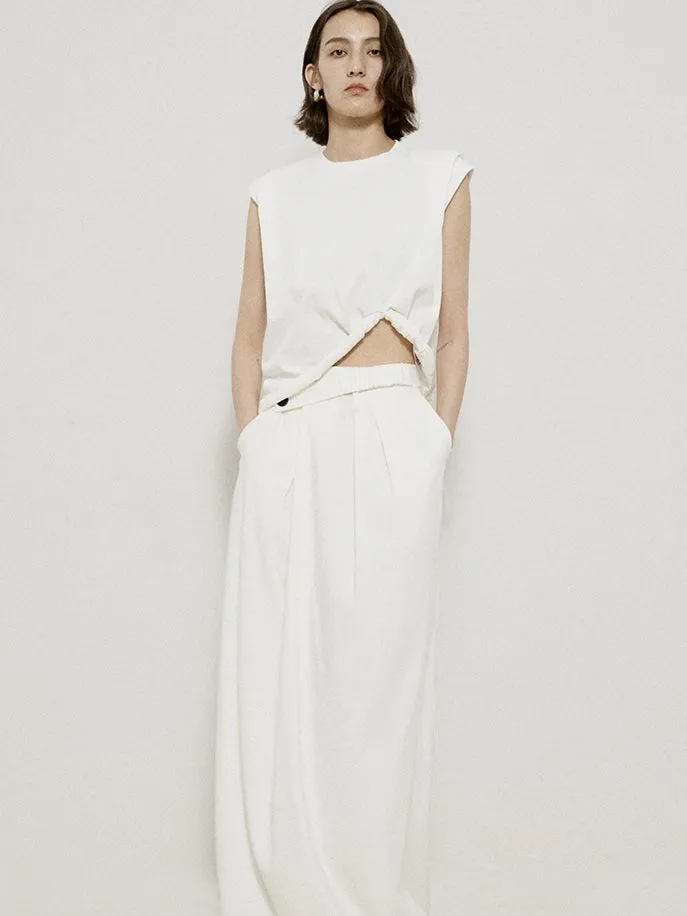 Roll-up Sleeveless Natural Chic Tops