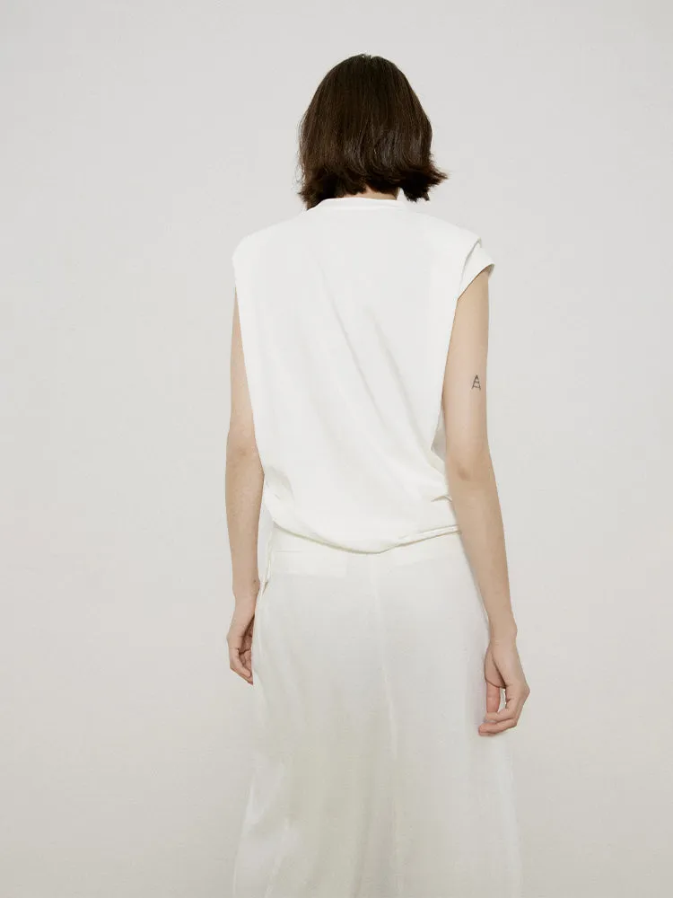 Roll-up Sleeveless Natural Chic Tops