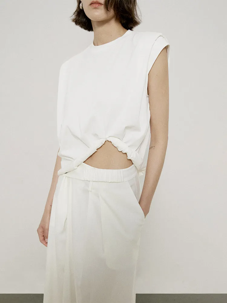Roll-up Sleeveless Natural Chic Tops