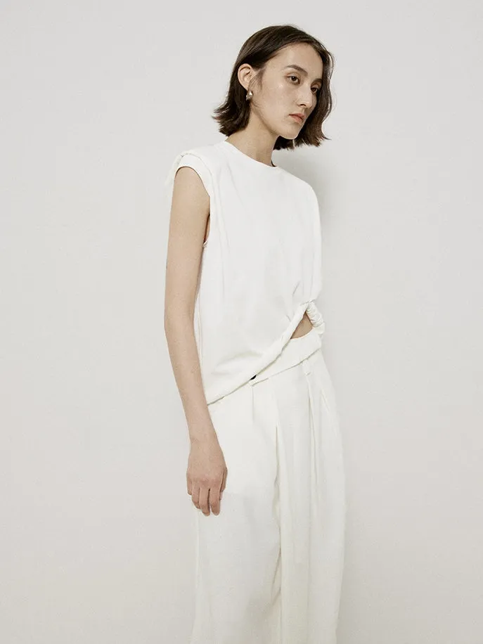 Roll-up Sleeveless Natural Chic Tops