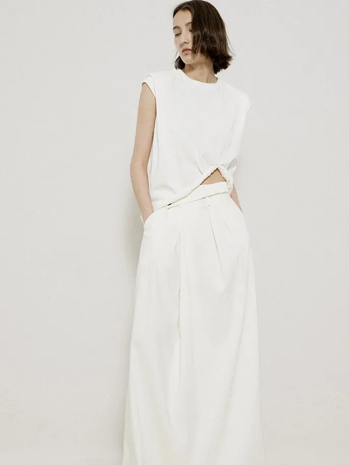 Roll-up Sleeveless Natural Chic Tops