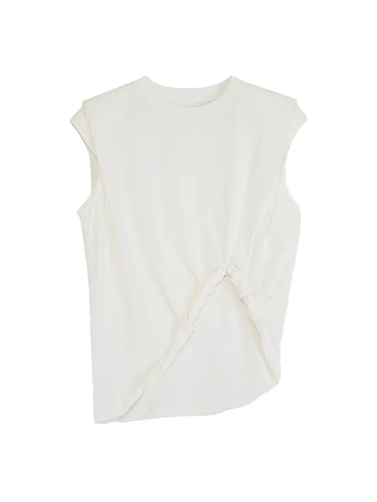 Roll-up Sleeveless Natural Chic Tops