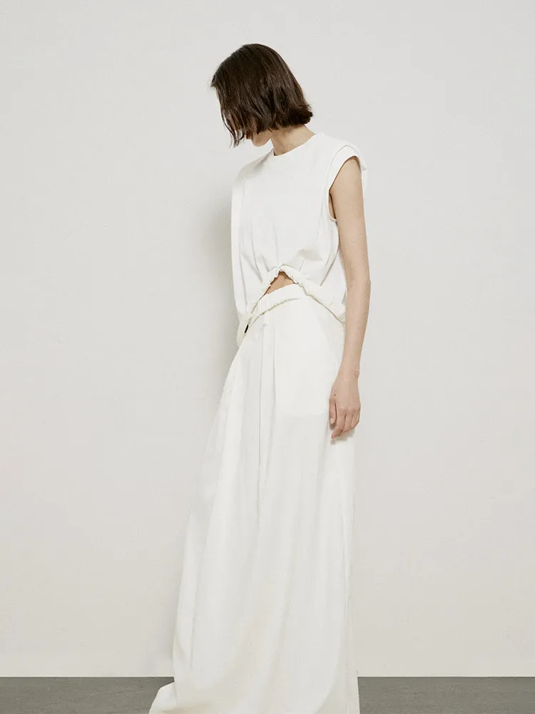 Roll-up Sleeveless Natural Chic Tops