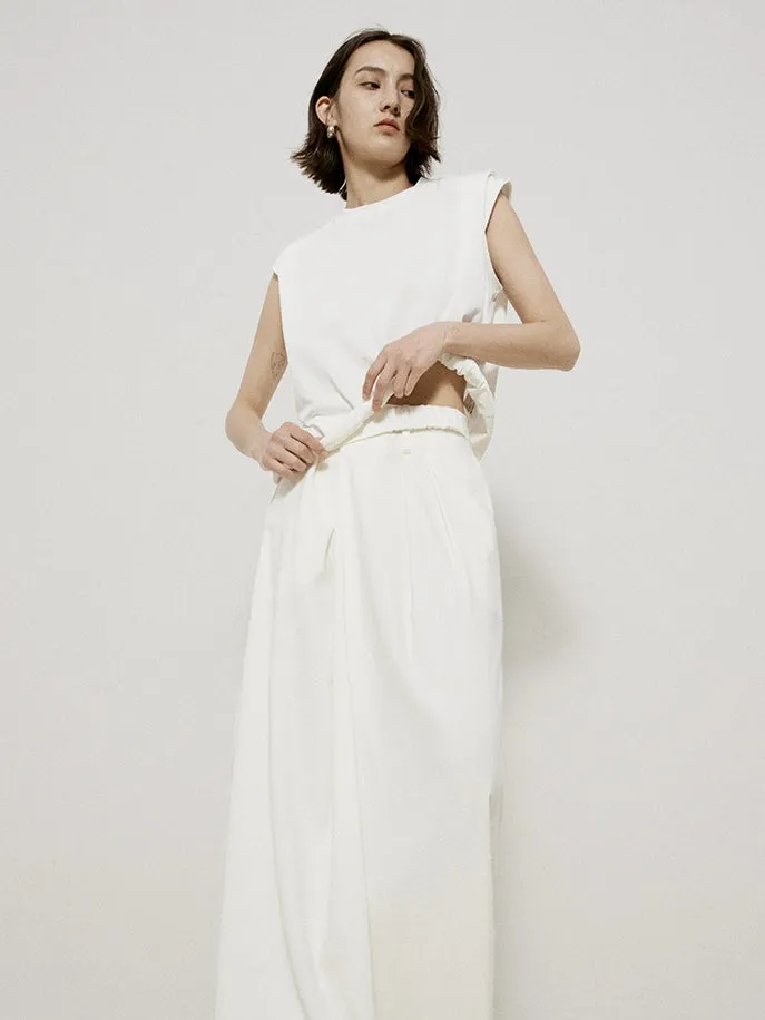 Roll-up Sleeveless Natural Chic Tops