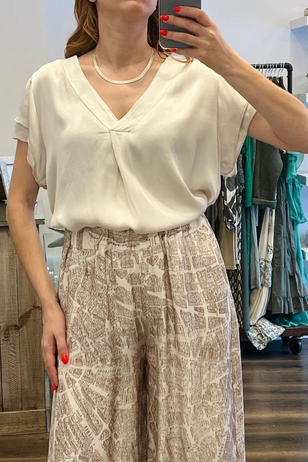 Satin Ruffle Sleeve Blouse