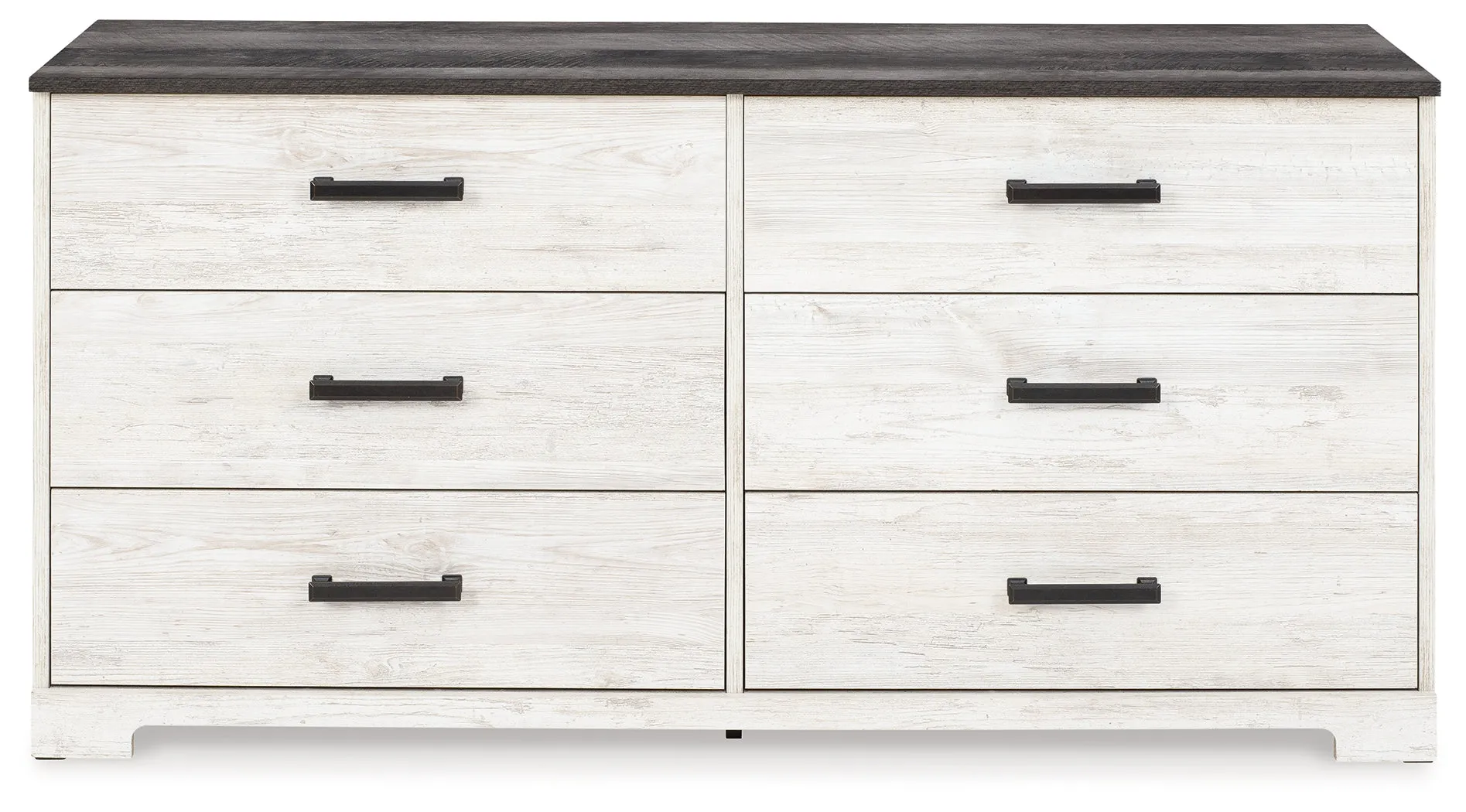 Shawburn Queen Platform Bed with Dresser and Chest in White/Dark Charcoal Gray