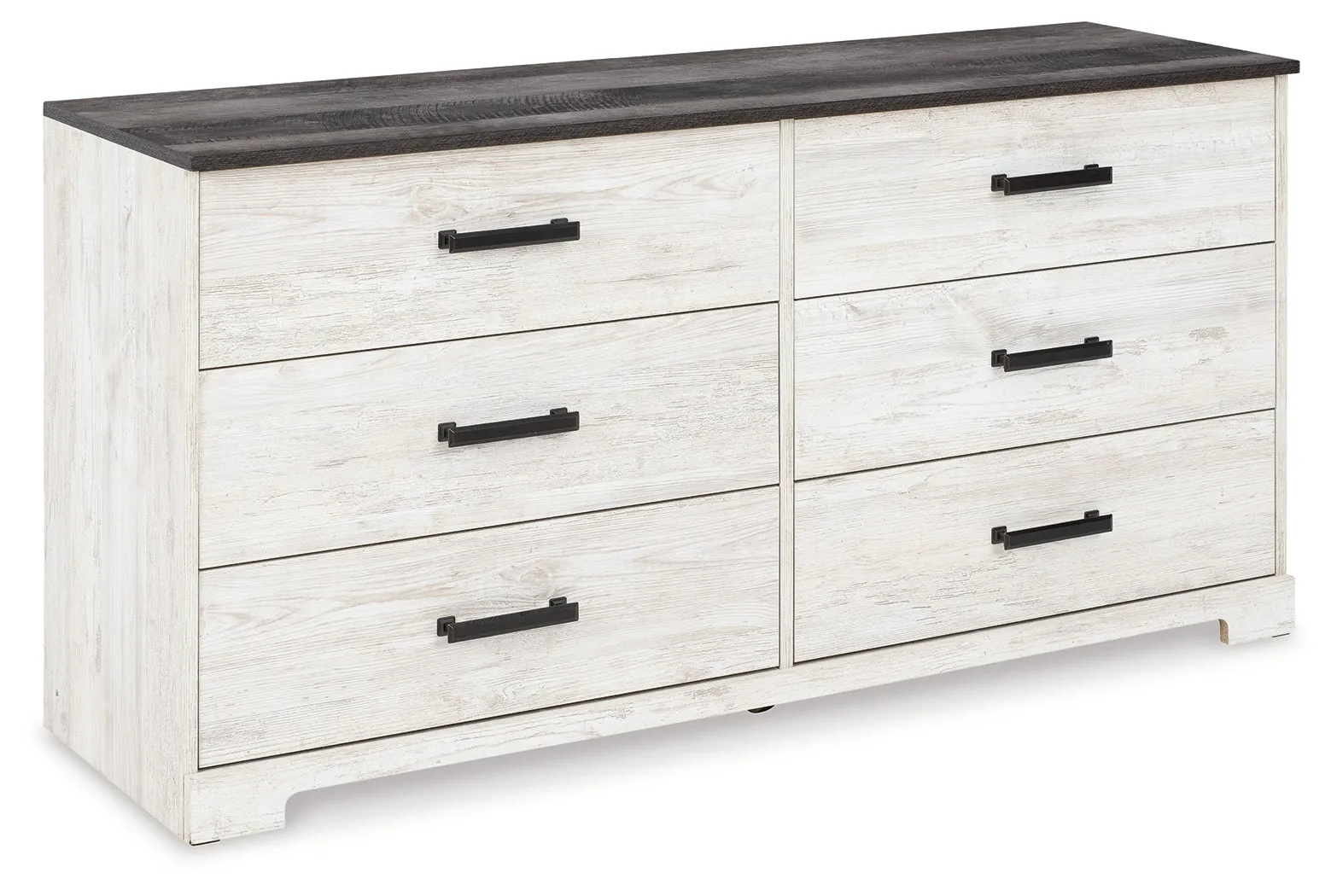 Shawburn Queen Platform Bed with Dresser and Chest in White/Dark Charcoal Gray